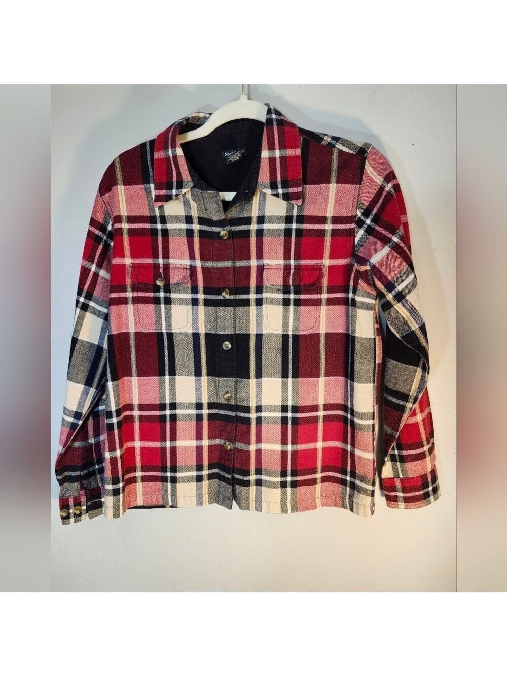 Northcrest Plaid Women's Button Top Sz 10/12